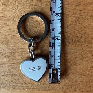 Coach Silver and White Heart Keyring